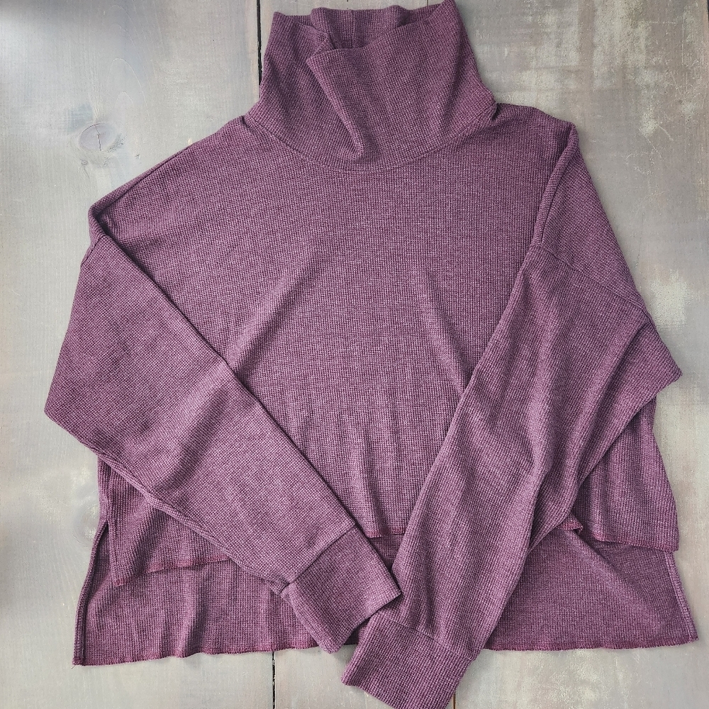 American Eagle Outfitters Plum Waffle-Knit Turtleneck Tunic